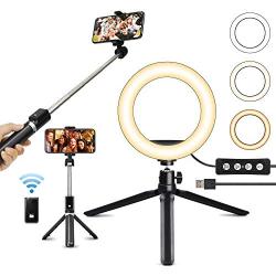 8" Ring Light with Selfie Tripod Multi-Function Wireless Bluetooth JOGDRC for Real-time Streaming Makeup Photography LED Camera Ring Light for YouTube/Photography Compatible with iPhone iOS Android.