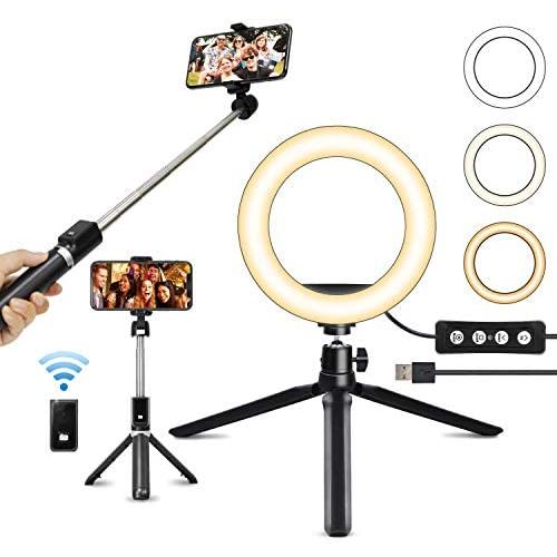 8" Ring Light with Selfie Tripod Multi-Function Wireless Bluetooth JOGDRC for Real-time Streaming Makeup Photography LED Camera Ring Light for YouTube/Photography Compatible with iPhone iOS Android.