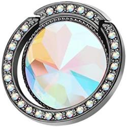 lenoup Glitter Bling Bling Phone Ring Holder,Sparkle Phone Ring Artificial Diamond Kickstand,Crystal Rhinestone Cell Phone Finger Ring Grip for Girls Women (Black)