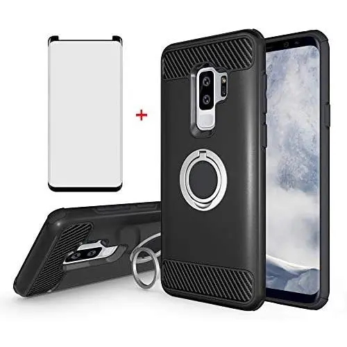 Samsung Galaxy S9 Plus Cell Phone Case with Friendly Tempered Glass Screen Protector Accessories Magnetic Ring Holder Stand Kickstand Protective Cover for Glaxay S9plus S9+ 9S Edge S 9 9plus Women Men Samsung Galaxy S9 Plus Cell Phone Case with Friendly Tempered Glass Screen Protector Accessories Magnetic Ring Holder Stand Kickstand Protective Cover for Glaxay S9plus S9+ 9S Edge S 9 9plus Women Men