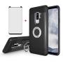 Samsung Galaxy S9 Plus Cell Phone Case with Friendly Tempered Glass Screen Protector Accessories Magnetic Ring Holder Stand Kickstand Protective Cover for Glaxay S9plus S9+ 9S Edge S 9 9plus Women Men