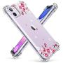 GVIEWIN iPhone 11 Case, Clear Flower Design Soft & Flexible TPU Ultra-Thin Shockproof Transparent Bumper Protective Floral Cover Case for iPhone 11 6.1 Inch 2019 (Peach Blossom/Pink)