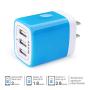 USB Charger Adapter Plug, Ailkin 3 Pack/3.1A(Purple) 3-Port Home Travel Fast Charging Station Plug Cube Wall Replacement for Phone X/8/7/Plus, Samsung Galaxy Series, Huawei, HTC, LG, Kindle etc.