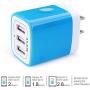 USB Charger Multi Port, Ailkin Micro USB Charger Charging Block USB Wall Plug Travel Charger Outlet Fast Charger Brick USB Charging Block Compatible iPhone iPad, iPhone, and iWatch (Blue/3Port)