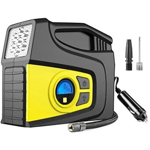 Zeonetak Portable Air Compressor Pump,120PSI 12V DC,Air Compressor Tire Inflator for Car Bicycle Motorcycle Basketball,LCD Digital Display Gauge,LED Flashlight(3 Modes),Auto Shut Off