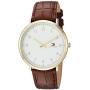 Tommy Hilfiger Mens Sophisticated Sport Stainless Steel Quartz Watch with Leather Calfskin Strap, Brown, 20 (Model: 1791340)