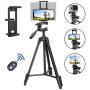 TAIROAD Phone Tripod, Portable Lightweight Aluminum Travel Tripod with Carry Bag & Bluetooth Remote, 1/4” Mounting Screw for Mirrorless/Gopro/DSLR Camera and 2 in 1 Clip for Smartphone and iPad