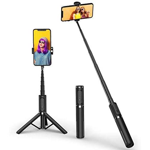 ATUMTEK Bluetooth Selfie Stick Tripod, Mini Extendable 3 in 1 Aluminum Selfie Stick with Wireless Remote and Tripod Stand 270 Rotation for iPhone 11/11 Pro/XS Max/XS/XR/X/8/7, Samsung and Smartphone