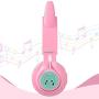 Riwbox Bluetooth Headphones, Riwbox CT-7 Cat Ear LED Light Up Wireless Foldable Headphones Over Ear with Microphone and Volume Control for iPhone/iPad/Smartphones/Laptop/PC/TV (Pink&Green)