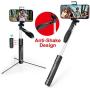 Selfie Stick,MOCREO Selfie Stick Gimbal Stabilize with LED Light Smooth Video Record Extendable Anti Shake Selfie-Stick-Remote-Control-Tripod for Live Broadcast Compatible with iPhone&Andriod