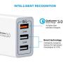 Quick Charge 3.0 Wall Charger, AOLERX 3-Port USB Foldable Plug, for iPad Tablet Phone Quick Charge Travel Adapter Android Fast Charger Compatible with Samsung, LG, HTC, iPhone & More