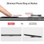 Upgraded Worlds Slimmest Phone Ring Holder, Tomorotec Ultra Thin Cell Phone Ring Stand Magnetic Car Mount Hook Matte Center Compatible for iPhone X 8 7 Plus 6S 6 5s 5 SE,Galaxy S8 S7 S6 Edge(Black)