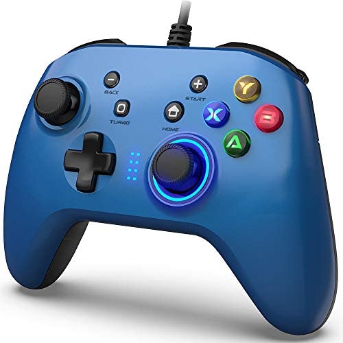 Wired Gaming Controller, Joystick Gamepad with Dual-Vibration PC Game Controller Compatible with PS3, Switch, Windows 10/8/7 PC, Laptop, TV Box, Android Mobile Phones, 6.5 ft USB Cable - Blue