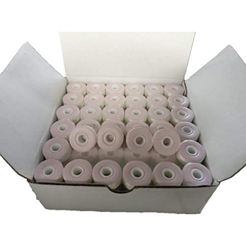 Prewound Bobbin, Card Board, Size L, White Color, 144pcs per Box, 75D/2 Polyester, Doublelin,Fit with Babylock, Barudan, Bernina, Brother, Consew, Doublelin, Juki, Mitsubishi, Singer, Tajima and More