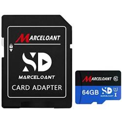 TF Card 64GB, Marceloant Memory Cards Class 10 TF Card with Adapter, High Speed Memory Card for Phone Camera Computer, Black/Blue, Standard Packaging