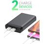 Portable Charger Power Bank Battery - by TalkWorks | 8000 mAh | Cell Phone Backup External Dual USB Power Pack for Apple iPhone 11, XR, XS, X, 8, 7, 6, iPad, Android Samsung Galaxy - Space Grey