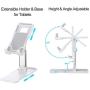 Foldable Cell Phone Stand for Desk - Angle Height Adjustable Desktop Phone Stand for iPhone 11 10 Pro X Xr Xs Max 7 8 Plus Samsung All Smartphones iPad Kindle Tablet, Extensible Holder & Heavy Base