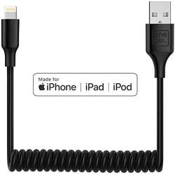 ONE PIX iPhone Charger Cable for Car (3 ft), MFi Certified Coiled Lightning Cable Compatible with iPhone 11/XS/XS Max/XR/X/8/8 Plus/7/7 Plus/6s/6s Plus/6/6 Plus/SE/5s/5c/5/iPad/iPod - Black