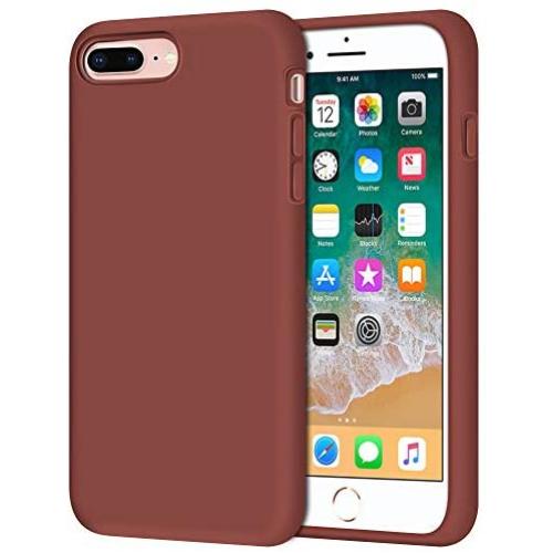 Anuck iPhone 8 Plus Case, iPhone 7 Plus Case, Soft Silicone Gel Rubber Bumper Case Microfiber Lining Hard Shell Shockproof Full-Body Protective Case Cover for iPhone 7 Plus /8 Plus 5.5" - Caramel