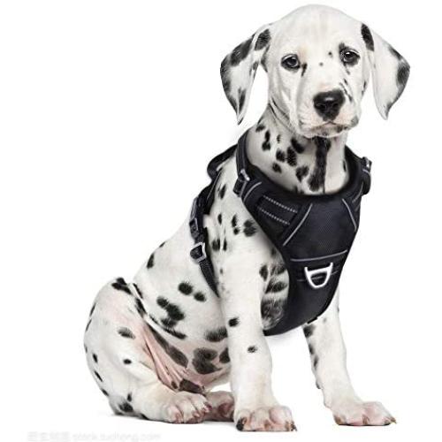 Hikiko Dog Harness No Pull Dog Harness Adjustable Outdoor Metal D Buckle Easy to Control Reflective Oxford Vest for Medium and Large Dogs