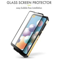Evocel Galaxy A21 Explorer Series Pro with Glass Screen Protector and Belt Clip Holster for The Samsung Galaxy A21, Gold