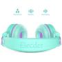 Elecder i37 Kids Headphones Children Girls Boys Teens Foldable Adjustable On Ear Headphones 3.5mm Jack Compatible iPad Cellphones Computer MP3/4 Kindle Airplane School Tablet Green/Purple