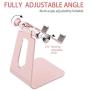 POKANIC Cell Phone Stand Dock Holder Cradle Mount Organizer Charger StationTable, Desktop Bed Office School Kitchen Travel Foldable Portable Adjustable, Multi-Angle Aluminum Non-Slip, Kids (Rose Gold)