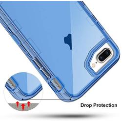 iPhone 8 Plus Case, iPhone 7 Plus Case, Anuck Crystal Clear 3 in 1 Heavy Duty Defender Shockproof Full-Body Protective Case Hard PC Shell & Soft TPU Bumper Cover for iPhone 7 Plus/8 Plus - Clear Blue