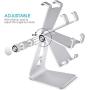 Emoly Adjustable Cell Phone Stand, 2020 Aluminum Desktop Cellphone Stand with Anti-Slip Base and Convenient Charging Port, Fits All Smart Phones (Silver)