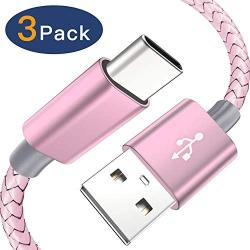 USB C Cable, MARGE PLUS Type C Charging Cable 3 Pack (6Ft) Braided Fast Charging Cord Compatible with Samsung Galaxy A20 A50 A51 A71 A10 A10e S10 S20 Plus Note10, LG Stylo 5 4,and Other USB C Device