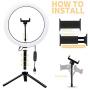 LED Selfie Ring Light,10" Desktop Ring Light,Selfie Lamp with Phone Stand and Tripod,3 Modes&10Brightness Levels,with Bluetooth Remote Control for YouTube TikTok Live Streaming,Video Shoot,Selfie