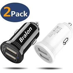 USB Car Charger,Bralon 2-Pack Smart Dual Ports Car Charger with 18W/3.4A Output Flush Compatible with iPhone 11/11 Pro(Max)/Xs(Max)/Xr/X/8/7/6,iPad Pro/Mini,Galaxy Note 10 9 8 7,LG,Moto and More