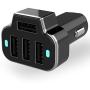 Aduro 4 Port Car Charger Adapter, 12V Fast Car Charger USB Adapter Power Station 5.2A/26W Output (Black)