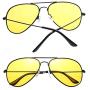 Runspeed Night Driving Glasses Anti Glare Polarized Aviator Sunglasses for Men Women Rainy Safe HD Night View Vision Goggles with Yellow UV400 TAC Lenses for Sports Outdoor Activities