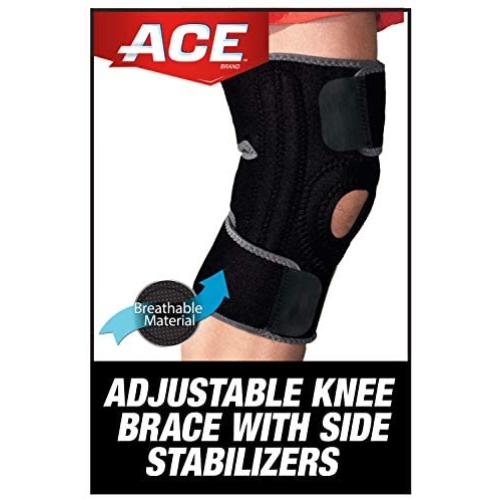 ACE Adjustable Knee Brace with Dual Side Stabilizers, Helps support weak, injured, arthritic or sore knee, Satisfaction Guarantee, One Size Fits Most