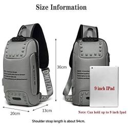 OZUKO Sling Backpack USB Anti-Theft MenS Chest Bag Casual Shoulder Bag