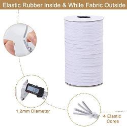 80 Yards Length 1/4 Inch Width Braided Elastic Band White Elastic String Cord Heavy Stretch High Elasticity Knit Elastic Band for Sewing Craft DIY