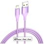 iPhone Charger Lightning Cable 4Pack 4Color Apple MFi Certified Nylon Braided Long Fast USB Cord Compatible for iPhone 11Pro MAX Xs XR X 8 7 6S 6 Plus SE 5S 5C (Blue Green+Red Purple)