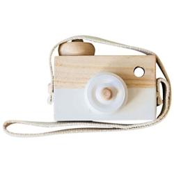 Unetox Kids Mini Wooden Camera Toys Fashion Neck Hanging Photographed Props with Rope Childrens Room Decorations (White)