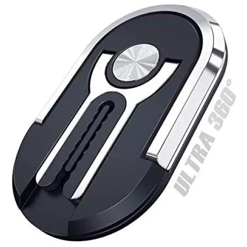 Ultra 360 Phone Mount and Stand by PeekOfUnique, 3-in-1 Design, Car Mount, Fold Out Kickstand, Phone Holder Grip Ring - Official Product (Black) Ultra 360 Phone Mount and Stand by PeekOfUnique, 3-in-1 Design, Car Mount, Fold Out Kickstand, Phone Holder Grip Ring - Official Product (Black)
