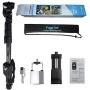 Fugetek 49" Selfie Stick Monopod Professional High End FT-568, For Apple iPhone, Android Samsung, & DLSR Cameras, Aluminum Alloy, Rechargeable Wireless Bluetooth Remote (Black)