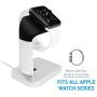 Macally Apple Watch Stand Holder - The Perfect Nightstand iWatch Charging Dock Station - Compatible with Smartwatch Series 5, Series 4, Series 3, Series 2, Series 1 (44mm, 42mm, 40mm, 38mm) (Silver)