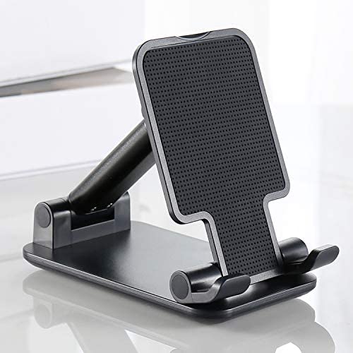 Wismat Cell Phone Stand for Desk - Adjustable Foldable Swivel Phone Stand, Cell Phone Holder for Desk Compatible with iPhone 12 11 Pro max X 7 8 Plus Mini Tablet, Mobile Phone Mount for Desktop