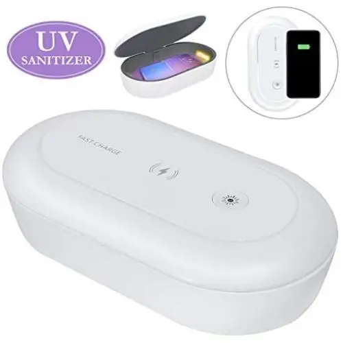 UVC Cell Phone Cleaner Box with Wireless Charger for All Smart Phones/Makeup Tools//Jewelry/Watches/Key,Fast & Effective Box UVC Cell Phone Cleaner Box with Wireless Charger for All Smart Phones/Makeup Tools//Jewelry/Watches/Key,Fast & Effective Box