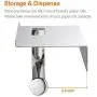 ALHAKIN Toilet Paper Holder with Shelf, Stainless Steel Toilet Roll Holder, Wall Mounted Bathroom Tissue Holder