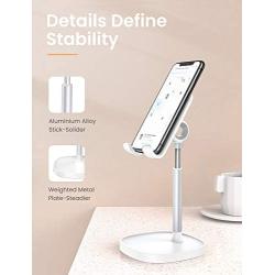 Cell Phone Stand,Angle Height Adjustable LISEN Cell Phone Stand for Desk,Thick Case Friendly Phone Holder Stand for Desk, Compatible with All Mobile Phones-White