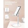 Cell Phone Stand,Angle Height Adjustable LISEN Cell Phone Stand for Desk,Thick Case Friendly Phone Holder Stand for Desk, Compatible with All Mobile Phones-White