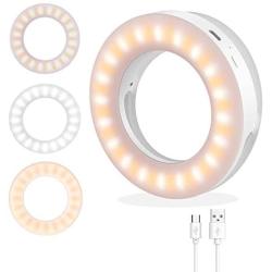 BOIROS Selfie Ring Light, Rechargeable Clip on Selfie Fill Light with 3 Lighting Mode Adjustable Brightness Phone Camera Light for TIK Tok/Video/Live/Makeup for iPhone X Xr XsMax 11 Pro Android Pad