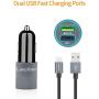 Rapid USB C Car Charger Adapter, Compatible for Samsung Galaxy S20 Plus/S20/S20 Ultra/S10+/S10/S10e/S9+/S9/S8, Note 10/Note 9/Note 8, 18w Dual-Port Quick Charge 3.0, Fast Charging Type C Cable 6.6FT