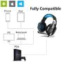 KOTION EACH G1200 Gaming Headset for PS4, Professional 3.5mm PC Stereo Headphones with Mic, Comfortable Bass Headband with Integrated Microphone for PS4 PC Computer Laptop Smartphones (Blue)